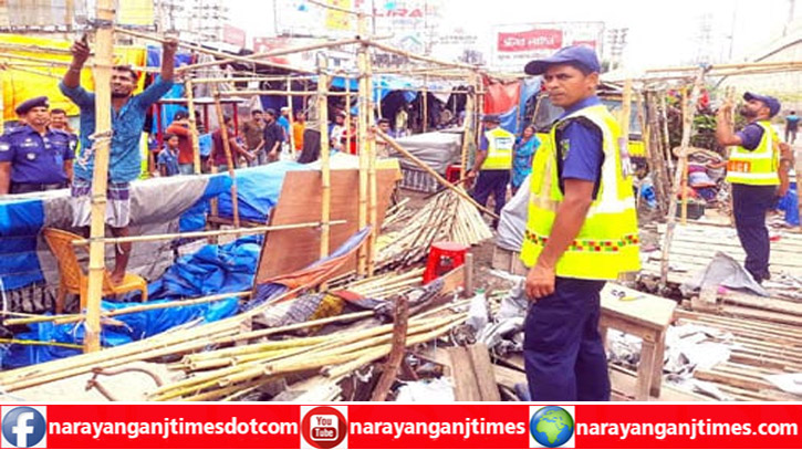 কাঁচপুরে মহাসড়ক যানজটমুক্ত রাখতে অবৈধ দোকান পাট উচ্ছেদ 