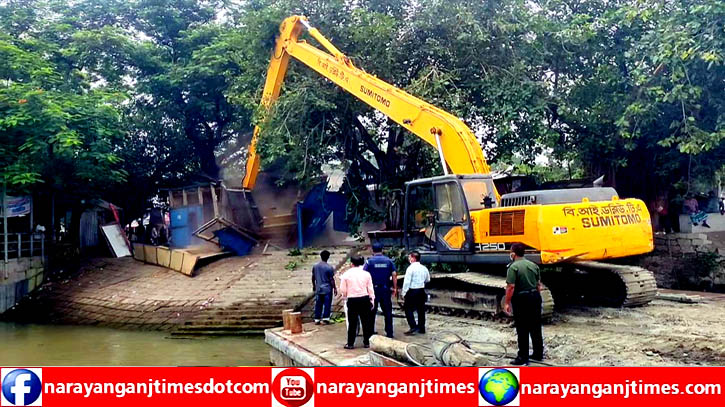 ধলেশ্বরীর তীরের অর্ধশতাধিক অবৈধ স্থাপনা উচ্ছেদ