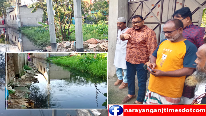 হাজীগঞ্জে পানিতে তলিয়ে সড়কের বেহাল দশা, পরিদর্শনে চেয়ারম্যান ফাইজুল